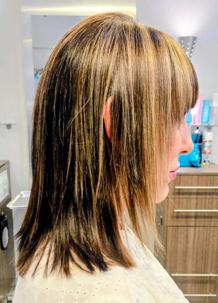 Hair styling transformation - blonde highlights